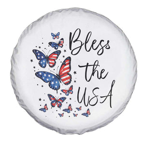 Bless The USA 4th of July Spare Tire Cover Patriotic American Flag Butterfly Independence Day TS11 Print Your Wear