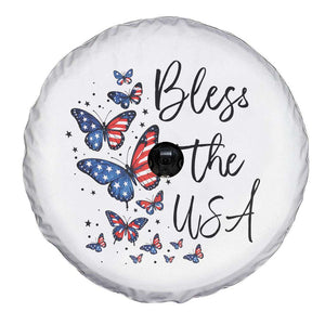 Bless The USA 4th of July Spare Tire Cover Patriotic American Flag Butterfly Independence Day TS11 Print Your Wear
