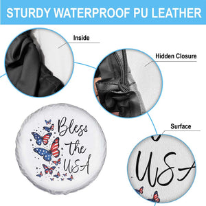 Bless The USA 4th of July Spare Tire Cover Patriotic American Flag Butterfly Independence Day TS11 Print Your Wear