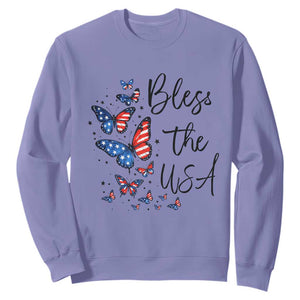 Bless The USA 4th of July Sweatshirt Patriotic American Flag Butterfly Independence Day TS11 Violet Print Your Wear