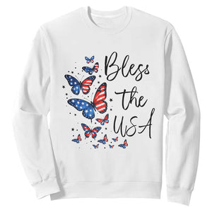 Bless The USA 4th of July Sweatshirt Patriotic American Flag Butterfly Independence Day TS11 White Print Your Wear