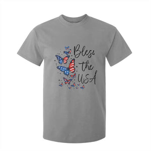 Bless The USA 4th of July T Shirt For Kid Patriotic American Flag Butterfly Independence Day TS11 Sport Gray Print Your Wear