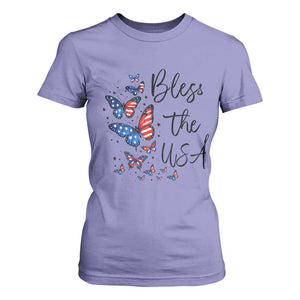Bless The USA 4th of July T Shirt For Women Patriotic American Flag Butterfly Independence Day TS11 Violet Print Your Wear