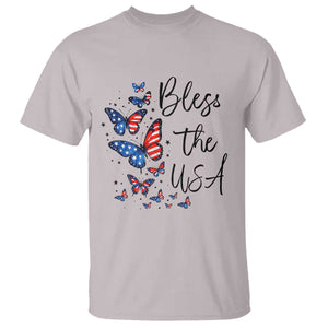 Bless The USA 4th of July T Shirt Patriotic American Flag Butterfly Independence Day TS11 Ice Gray Print Your Wear