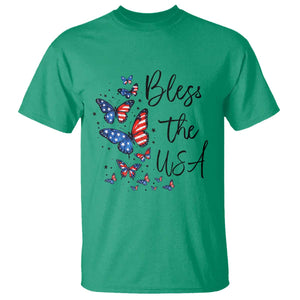 Bless The USA 4th of July T Shirt Patriotic American Flag Butterfly Independence Day TS11 Irish Green Print Your Wear