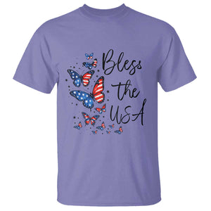 Bless The USA 4th of July T Shirt Patriotic American Flag Butterfly Independence Day TS11 Violet Print Your Wear