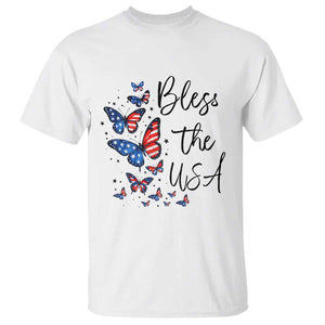Bless The USA 4th of July T Shirt Patriotic American Flag Butterfly Independence Day TS11 White Print Your Wear
