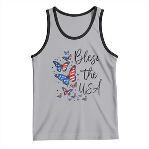 Bless The USA 4th of July Tank Top Patriotic American Flag Butterfly Independence Day TS11 Athletic Heather Black Print Your Wear