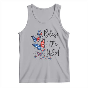 Bless The USA 4th of July Tank Top Patriotic American Flag Butterfly Independence Day TS11 Athletic Heather Print Your Wear