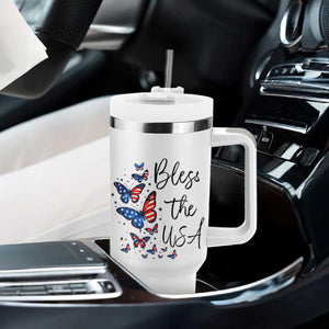 Bless The USA 4th of July Tumbler With Handle Patriotic American Flag Butterfly Independence Day TS11 Print Your Wear