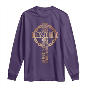 Blessed Dad Christian Long Sleeve Shirt Religious Cross Fathers Day TS11 Purple Print Your Wear