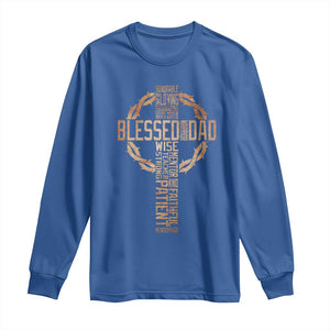 Blessed Dad Christian Long Sleeve Shirt Religious Cross Fathers Day TS11 Royal Blue Print Your Wear