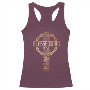 Blessed Dad Christian Racerback Tank Top Religious Cross Fathers Day TS11 Maroon Print Your Wear