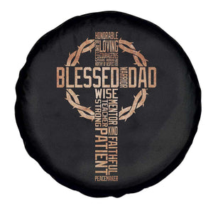 Blessed Dad Christian Spare Tire Cover Religious Cross Fathers Day TS11 Print Your Wear