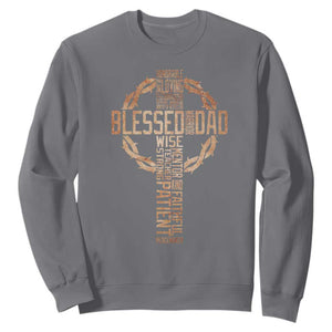 Blessed Dad Christian Sweatshirt Religious Cross Fathers Day TS11 Charcoal Print Your Wear