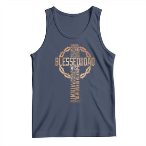 Blessed Dad Christian Tank Top Religious Cross Fathers Day TS11 Navy Print Your Wear