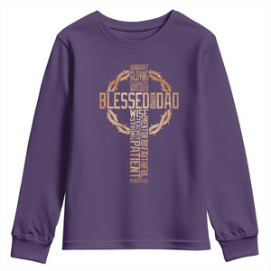 Blessed Dad Christian Youth Sweatshirt Religious Cross Fathers Day TS11 Purple Print Your Wear