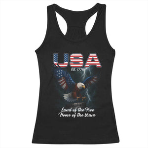 Bold Patriotic American Eagle Racerback Tank Top Land of the Free Home of the Brave Est 1776 TS02 Black Print Your Wear