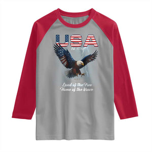 Bold Patriotic American Eagle Raglan Shirt Land of the Free Home of the Brave Est 1776 TS02 Sport Gray Red Print Your Wear