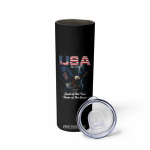 Bold Patriotic American Eagle Skinny Tumbler Land of the Free Home of the Brave Est 1776 TS02 Print Your Wear