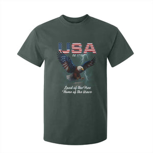 Bold Patriotic American Eagle T Shirt For Kid Land of the Free Home of the Brave Est 1776 TS02 Dark Forest Green Print Your Wear