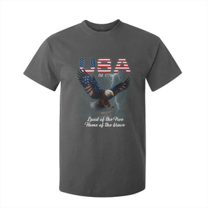 Bold Patriotic American Eagle T Shirt For Kid Land of the Free Home of the Brave Est 1776 TS02 Dark Heather Print Your Wear