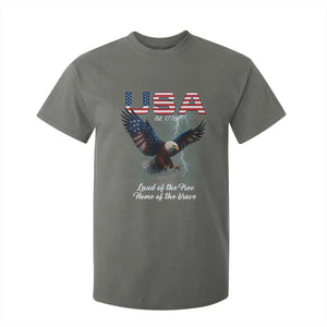 Bold Patriotic American Eagle T Shirt For Kid Land of the Free Home of the Brave Est 1776 TS02 Military Green Print Your Wear
