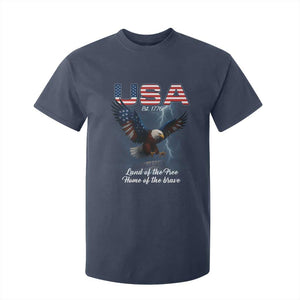 Bold Patriotic American Eagle T Shirt For Kid Land of the Free Home of the Brave Est 1776 TS02 Navy Print Your Wear