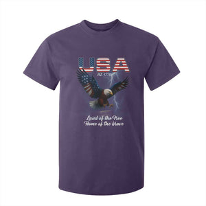 Bold Patriotic American Eagle T Shirt For Kid Land of the Free Home of the Brave Est 1776 TS02 Purple Print Your Wear