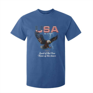 Bold Patriotic American Eagle T Shirt For Kid Land of the Free Home of the Brave Est 1776 TS02 Royal Blue Print Your Wear