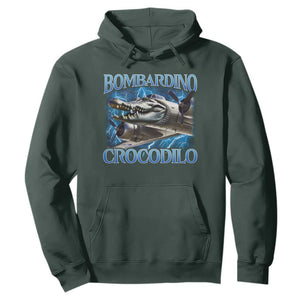 Bombardino Crocodilo Hoodie Internet Memes Italian Brainrot TS10 Dark Forest Green Print Your Wear