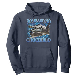 Bombardino Crocodilo Hoodie Internet Memes Italian Brainrot TS10 Navy Print Your Wear