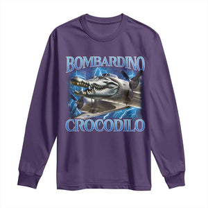 Bombardino Crocodilo Long Sleeve Shirt Internet Memes Italian Brainrot TS10 Purple Print Your Wear