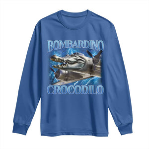 Bombardino Crocodilo Long Sleeve Shirt Internet Memes Italian Brainrot TS10 Royal Blue Print Your Wear