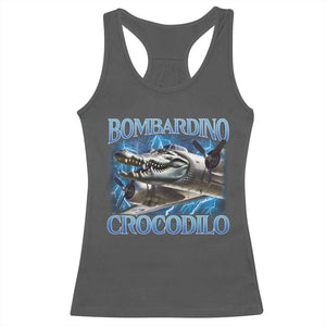 Bombardino Crocodilo Racerback Tank Top Internet Memes Italian Brainrot TS10 Dark Heather Print Your Wear