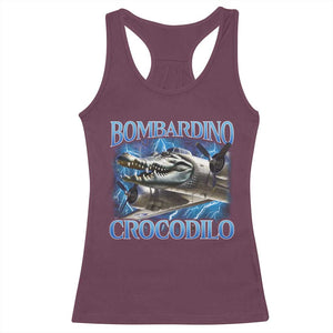 Bombardino Crocodilo Racerback Tank Top Internet Memes Italian Brainrot TS10 Maroon Print Your Wear