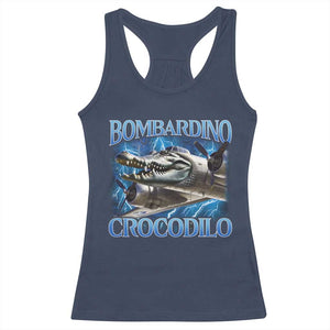 Bombardino Crocodilo Racerback Tank Top Internet Memes Italian Brainrot TS10 Navy Print Your Wear