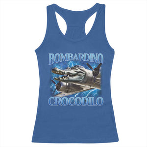 Bombardino Crocodilo Racerback Tank Top Internet Memes Italian Brainrot TS10 Royal Blue Print Your Wear