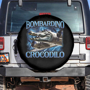 Bombardino Crocodilo Spare Tire Cover Internet Memes Italian Brainrot TS10 No hole Black Print Your Wear