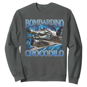 Bombardino Crocodilo Sweatshirt Internet Memes Italian Brainrot TS10 Dark Heather Print Your Wear