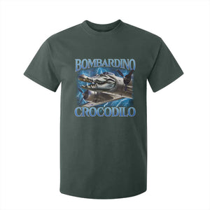 Bombardino Crocodilo T Shirt For Kid Internet Memes Italian Brainrot TS10 Dark Forest Green Print Your Wear