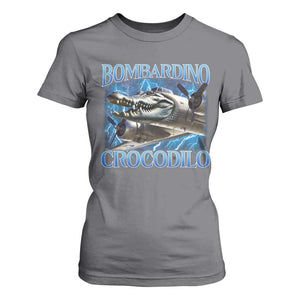 Bombardino Crocodilo T Shirt For Women Internet Memes Italian Brainrot TS10 Charcoal Print Your Wear