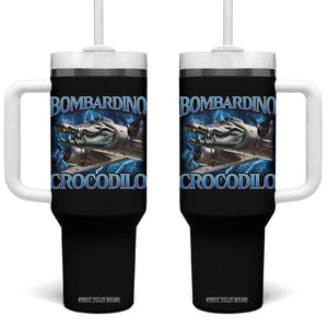 Bombardino Crocodilo Tumbler With Handle Internet Memes Italian Brainrot TS10 One Size: 40 oz Black Print Your Wear