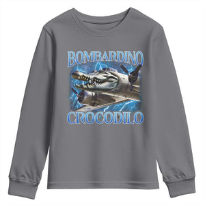 Bombardino Crocodilo Youth Sweatshirt Internet Memes Italian Brainrot TS10 Charcoal Print Your Wear