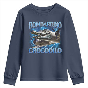 Bombardino Crocodilo Youth Sweatshirt Internet Memes Italian Brainrot TS10 Navy Print Your Wear