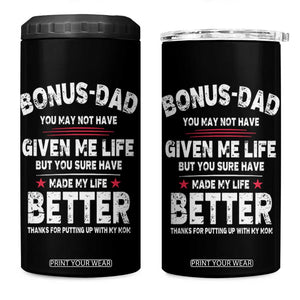 Bonus dad 4 in 1 Can Cooler Tumbler Step Dad Fathers Day TS10 One Size: 16 oz Black Print Your Wear