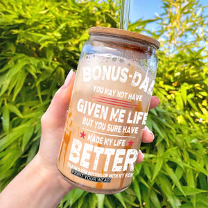 Bonus dad Glass Can Step Dad Fathers Day TS10 Print Your Wear