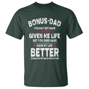 Bonus dad T Shirt Step Dad Fathers Day TS10 Dark Forest Green Print Your Wear