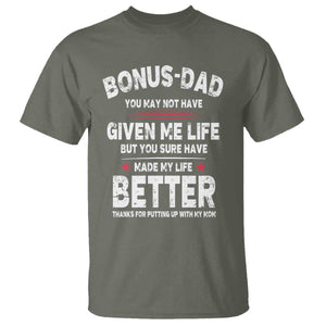 Bonus dad T Shirt Step Dad Fathers Day TS10 Military Green Print Your Wear