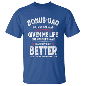 Bonus dad T Shirt Step Dad Fathers Day TS10 Royal Blue Print Your Wear